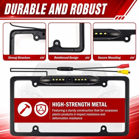 2026 Upgraded License Plate Backup Camera with 8 LED Lights,170° Wide Angle License Plate Reverse Camera with Night Vision,Waterproof Back up Cameras Licenses Plates Mount in Kuwait