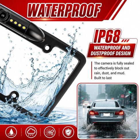 2026 Upgraded License Plate Backup Camera with 8 LED Lights,170° Wide Angle License Plate Reverse Camera with Night Vision,Waterproof Back up Cameras Licenses Plates Mount in Kuwait