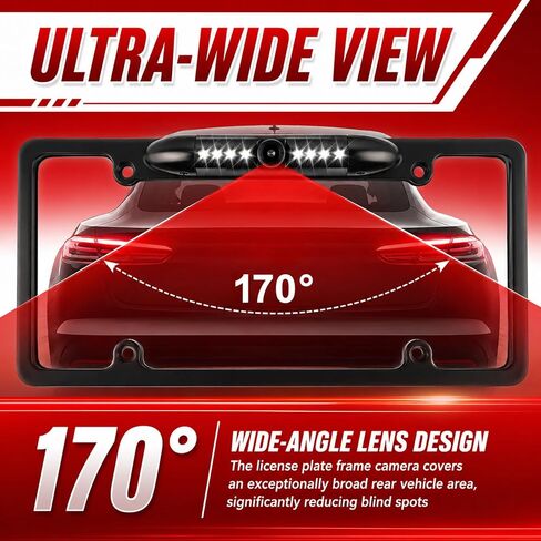 2026 Upgraded License Plate Backup Camera with 8 LED Lights,170° Wide Angle License Plate Reverse Camera with Night Vision,Waterproof Back up Cameras Licenses Plates Mount in Kuwait