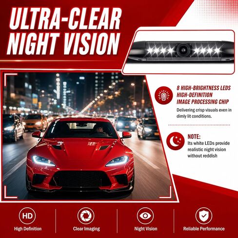 2026 Upgraded License Plate Backup Camera with 8 LED Lights,170° Wide Angle License Plate Reverse Camera with Night Vision,Waterproof Back up Cameras Licenses Plates Mount in Kuwait
