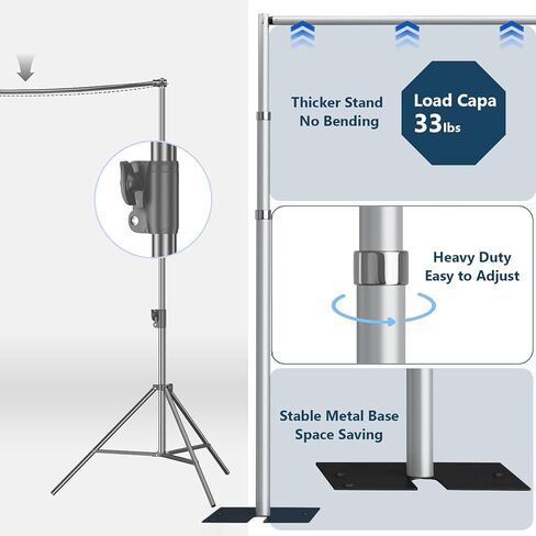 SLOW DOLPHIN 12x10ft(Width x Height) Pipe and Drap Backdrop Stand Kit,Heavy Duty Adjustable Frame Backdrop Stand for Event, Birthday Party, displays and Wedding Decoration in Kuwait