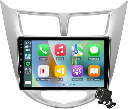 Linux Double Din Car Stereo for Hyundai Accent Verna Solaris 2010-2016 with 9 Inch Touchscreen Radio Built-in Wireless Carplay/Android Auto/Bluetooth/FM/AUX-in/Steering Wheel Controls/Backup Camera in Kuwait
