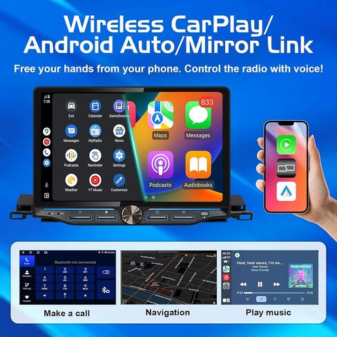 Upgraded 8-Core Car Radio Stereo for Toyota Highlander 2014-2019, 4GB+64GB Head Unit with 1280×800 HD 10.1" Touchscreen with Wireless CarPlay Android Auto, Knob Buttons, Factory Camera SWC Compatible in Kuwait