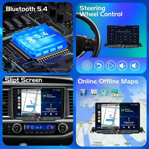 Upgraded 8-Core Car Radio Stereo for Toyota Highlander 2014-2019, 4GB+64GB Head Unit with 1280×800 HD 10.1" Touchscreen with Wireless CarPlay Android Auto, Knob Buttons, Factory Camera SWC Compatible in Kuwait