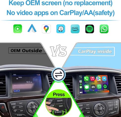 Wireless CarPlay & Android Auto Retrofit Kit for Nissan Pathfinder 2013-2016, Check Car Settings Menu Icon Before Buying in Kuwait