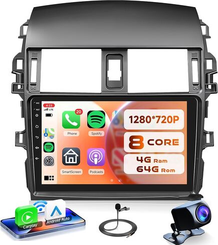 Rimoody 4G+64G Car Radio for Toyota Corolla 2009-2013 Wireless Carplay in Kuwait