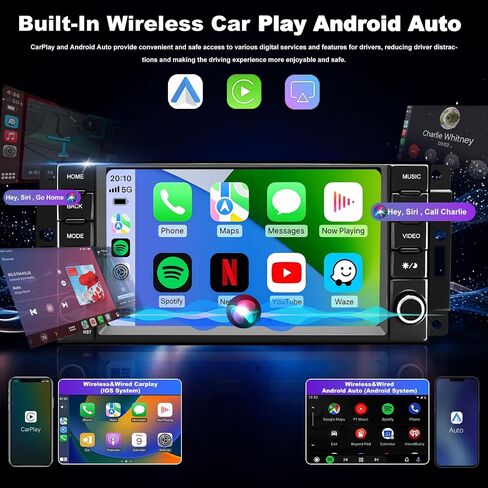 5GWiFi Upgrade Car Radio for Dodge Avenger Challenger 2008-2014, Grand Caravan 2008-2020, RAM 1500/2500/3500 2009-2012, 7inch Touch screen Car Stereo Receivers Wireless Carplay Android Auto GPS Camera in Kuwait
