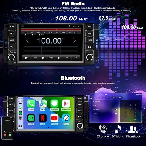 5GWiFi Upgrade Car Radio for Dodge Avenger Challenger 2008-2014, Grand Caravan 2008-2020, RAM 1500/2500/3500 2009-2012, 7inch Touch screen Car Stereo Receivers Wireless Carplay Android Auto GPS Camera in Kuwait