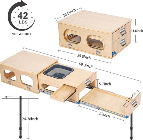 Slide-Out Overland Kitchen Box, Foldable Outdoor Cooking Gear for SUV Car Camping Overlanding in Kuwait