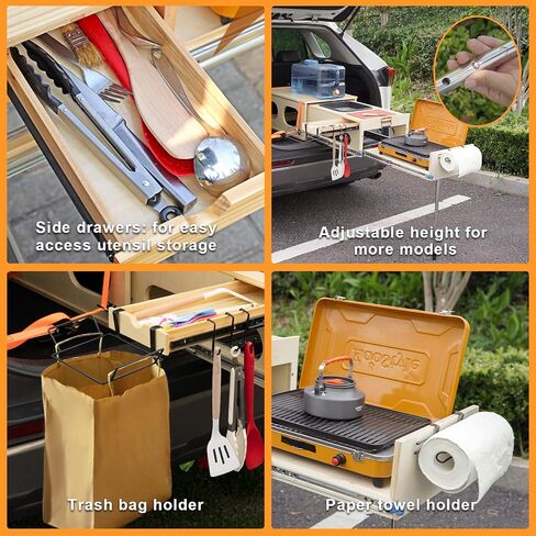 Slide-Out Overland Kitchen Box, Foldable Outdoor Cooking Gear for SUV Car Camping Overlanding in Kuwait