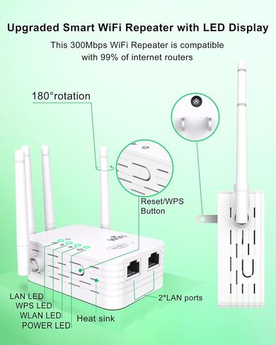 Wireless WiFi Extender 2.4GHz Signal Booster with 4 External Antennas in Kuwait