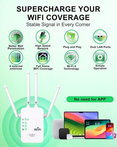 Wireless WiFi Extender 2.4GHz Signal Booster with 4 External Antennas in Kuwait
