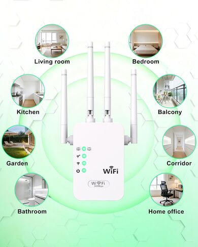 Wireless WiFi Extender 2.4GHz Signal Booster with 4 External Antennas in Kuwait