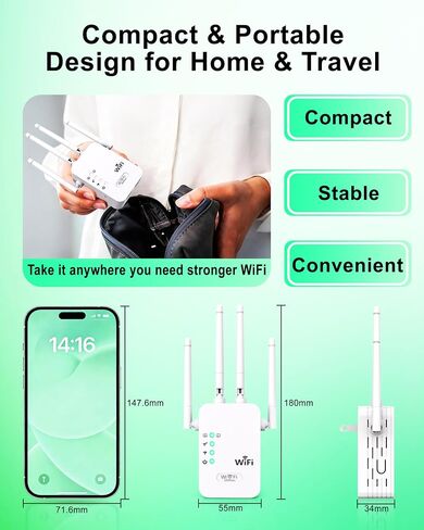 Wireless WiFi Extender 2.4GHz Signal Booster with 4 External Antennas in Kuwait