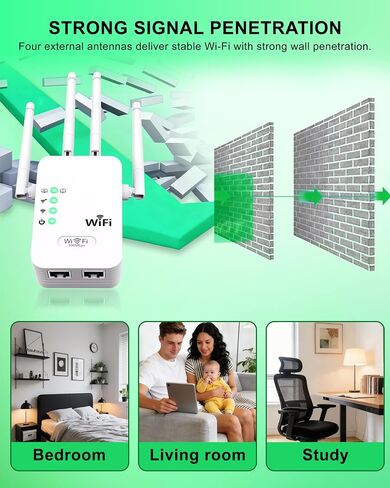 Wireless WiFi Extender 2.4GHz Signal Booster with 4 External Antennas in Kuwait