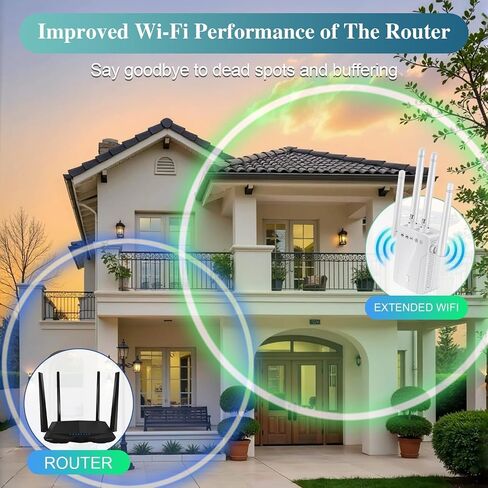 WiFi Extender Signal Booster 2026 Internet Repeater for Home Long Range Covers Up 8470 Sq. Ft. for Apartment Basement Office House in Kuwait