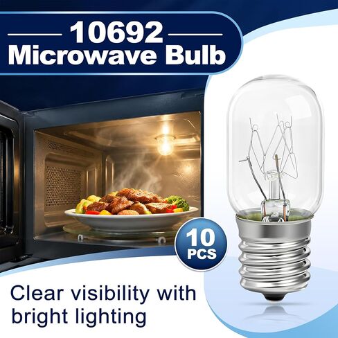 10PCS 10692 Microwave Bulb E17 T7 25W 110-130V Wide Voltage Compatible with GE, Whirlpool, Maytag, Amana Appliance Bulb in Kuwait