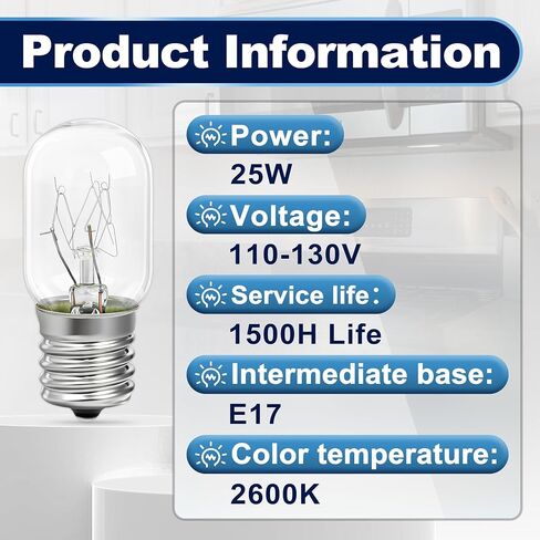 10PCS 10692 Microwave Bulb E17 T7 25W 110-130V Wide Voltage Compatible with GE, Whirlpool, Maytag, Amana Appliance Bulb in Kuwait