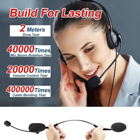 EBODA USB Headset Computer Headset with Noise Cancelling Microphone, Lightweight PC Headset Wired Headphones Business Headset for Skype Webinar Cell Phone Call Center in Kuwait