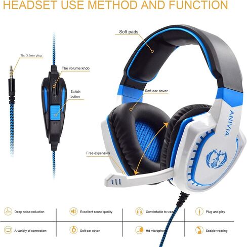 Stereo Gaming Headset with Microphone for Xbox One PS4 PC MAC Computer Laptop Playstation 4, Xbox One Controller, Phones in Kuwait