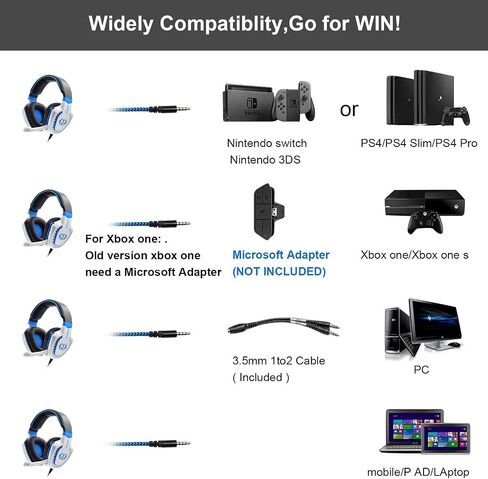 Stereo Gaming Headset with Microphone for Xbox One PS4 PC MAC Computer Laptop Playstation 4, Xbox One Controller, Phones in Kuwait