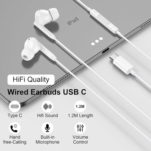Type C Headphones Wired Earbuds for iPhone 17e 17 Pro Max 17 16e 16 Pro Max in Kuwait