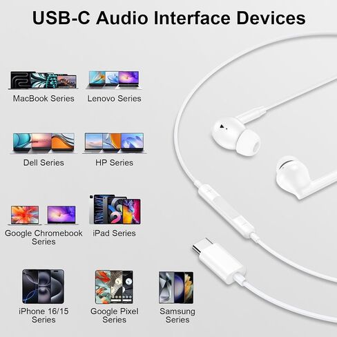 Type C Headphones Wired Earbuds for iPhone 17e 17 Pro Max 17 16e 16 Pro Max in Kuwait