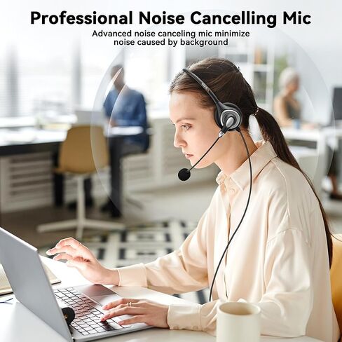 Wantek Headset with Microphone for PC Wired Headphones - USB C 3.5mm Headsets with Noise-Cancelling Microphone for Laptop in Kuwait