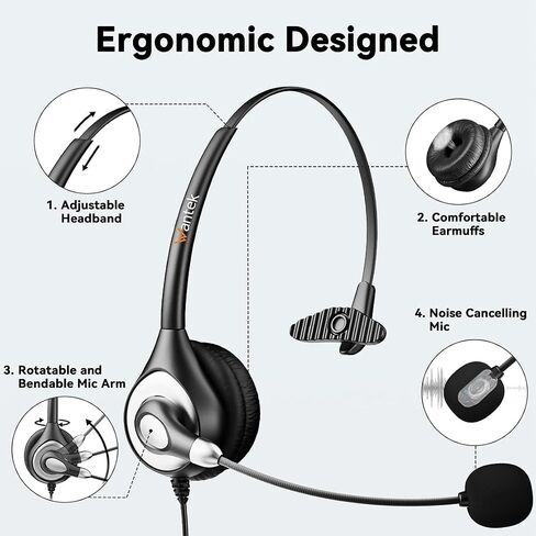 Wantek Headset with Microphone for PC Wired Headphones - USB C 3.5mm Headsets with Noise-Cancelling Microphone for Laptop in Kuwait
