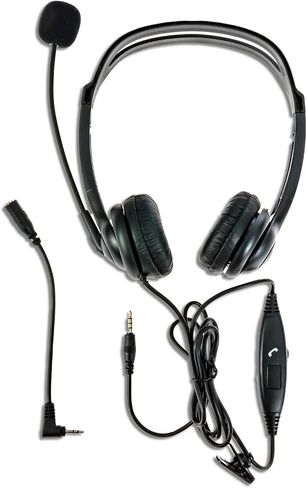 Spracht ZUM350B 3.5mm/2.5mm Wired Dual-Ear Stereo Headset with Boom Mic, Black | iPhone Headphones Wired | Noise Cancelling Headphones with Microphone for Call, Gaming, PC, Mac, Tablet or Cell Phone in Kuwait