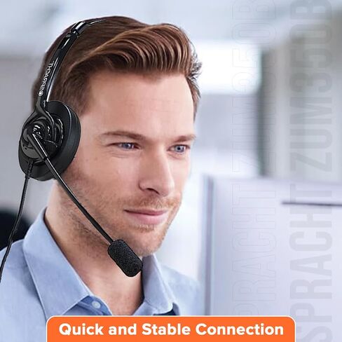 Spracht ZUM350B 3.5mm/2.5mm Wired Dual-Ear Stereo Headset with Boom Mic, Black | iPhone Headphones Wired | Noise Cancelling Headphones with Microphone for Call, Gaming, PC, Mac, Tablet or Cell Phone in Kuwait