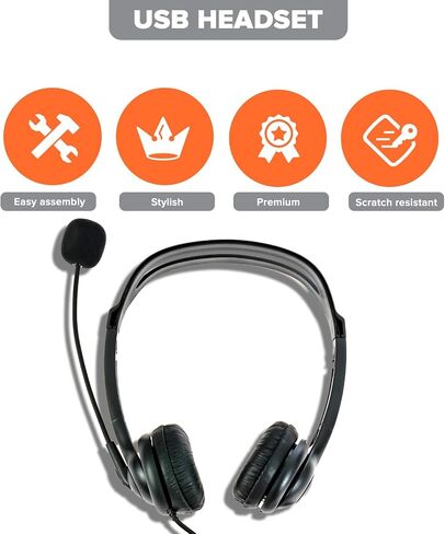 Spracht ZUM350B 3.5mm/2.5mm Wired Dual-Ear Stereo Headset with Boom Mic, Black | iPhone Headphones Wired | Noise Cancelling Headphones with Microphone for Call, Gaming, PC, Mac, Tablet or Cell Phone in Kuwait