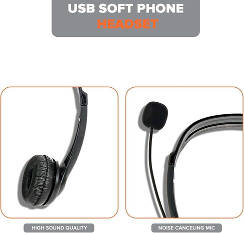 Spracht ZUM350B 3.5mm/2.5mm Wired Dual-Ear Stereo Headset with Boom Mic, Black | iPhone Headphones Wired | Noise Cancelling Headphones with Microphone for Call, Gaming, PC, Mac, Tablet or Cell Phone in Kuwait