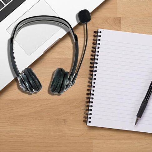 Spracht ZUM350B 3.5mm/2.5mm Wired Dual-Ear Stereo Headset with Boom Mic, Black | iPhone Headphones Wired | Noise Cancelling Headphones with Microphone for Call, Gaming, PC, Mac, Tablet or Cell Phone in Kuwait