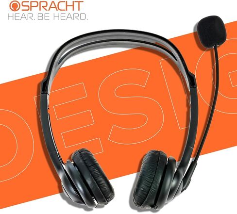 Spracht ZUM350B 3.5mm/2.5mm Wired Dual-Ear Stereo Headset with Boom Mic, Black | iPhone Headphones Wired | Noise Cancelling Headphones with Microphone for Call, Gaming, PC, Mac, Tablet or Cell Phone in Kuwait