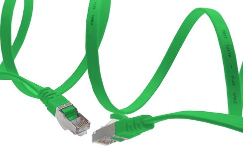 1aTTack.de 10m - Green - 10 Pieces CAT.7 Ethernet Gigabit LAN Cable (HIGH Speed Flat Networkcable) 600 MHz, 10000 Mbit/s, Slim, patchkabel (compatibel with CAT5 CAT5e CAT6 CAT6a Cat8) Ribbon in Kuwait
