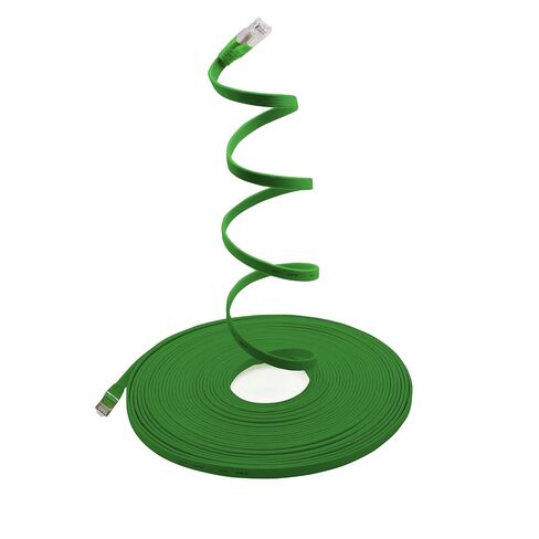 1aTTack.de 10m - Green - 10 Pieces CAT.7 Ethernet Gigabit LAN Cable (HIGH Speed Flat Networkcable) 600 MHz, 10000 Mbit/s, Slim, patchkabel (compatibel with CAT5 CAT5e CAT6 CAT6a Cat8) Ribbon in Kuwait