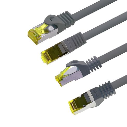 1aTTack.de Cat.7 Patch Cable Set S/FTP (PiMF) Ethernet LAN Network Cables 10 Gigabit/s High Speed 600 MHz with Locking Protection Halogen-Free (LSZH) Grey - 1 Piece 15m in Kuwait