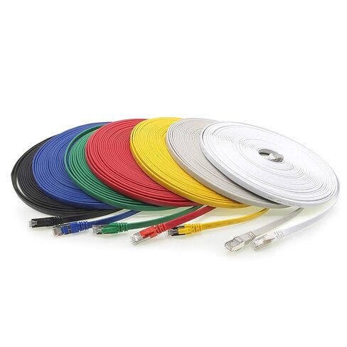 1aTTack.de 0.5m - 7-Colours - 7 Pieces CAT.7 Ethernet Gigabit LAN Cable (HIGH Speed Flat Networkcable) 600 MHz, 10000 Mbit/s, Slim, patchkabel (compatibel with CAT5 CAT5e CAT6 CAT6a Cat8) Ribbon in Kuwait