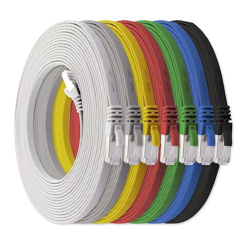 1aTTack.de 0.5m - 7-Colours - 7 Pieces CAT.7 Ethernet Gigabit LAN Cable (HIGH Speed Flat Networkcable) 600 MHz, 10000 Mbit/s, Slim, patchkabel (compatibel with CAT5 CAT5e CAT6 CAT6a Cat8) Ribbon in Kuwait