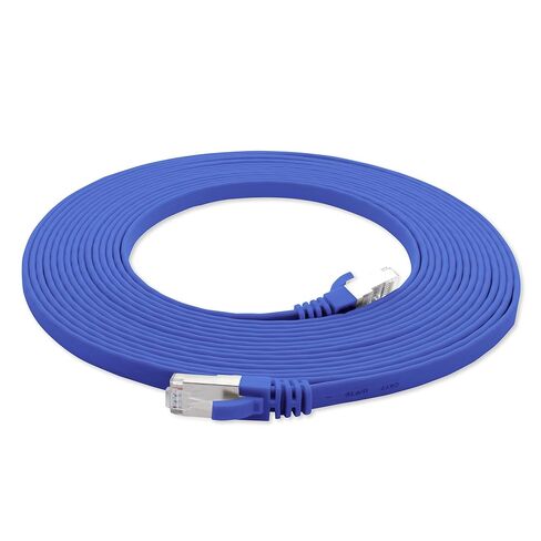 1aTTack.de 15m - Blue - 1 Piece CAT.7 Ethernet Gigabit LAN Cable (HIGH Speed Flat Networkcable) 600 MHz, 10000 Mbit/s, Slim, patchkabel (compatibel with CAT5 CAT5e CAT6 CAT6a Cat8) Ribbon in Kuwait