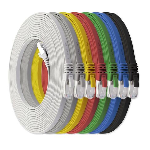 1aTTack.de 3m - 7-Colours - 7 Pieces CAT.7 Ethernet Gigabit LAN Cable (HIGH Speed Flat Networkcable) 600 MHz, 10000 Mbit/s, Slim, patchkabel (compatibel with CAT5 CAT5e CAT6 CAT6a Cat8) Ribbon in Kuwait