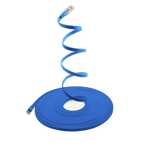 1aTTack.de 0.5m - Blue - 10 Pieces CAT.7 Ethernet Gigabit LAN Cable (HIGH Speed Flat Networkcable) 600 MHz, 10000 Mbit/s, Slim, patchkabel (compatibel with CAT5 CAT5e CAT6 CAT6a Cat8) Ribbon in Kuwait