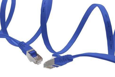1aTTack.de 1m - Blue - 10 Pieces CAT.7 Ethernet Gigabit LAN Cable (HIGH Speed Flat Networkcable) 600 MHz, 10000 Mbit/s, Slim, patchkabel (compatibel with CAT5 CAT5e CAT6 CAT6a Cat8) Ribbon in Kuwait