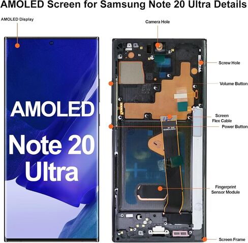 AMOLED for Samsung Galaxy Note 20 Ultra 4G 5G Screen Replacement with Frame in Kuwait