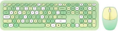 SaharaCase - Wireless Keyboard & Mouse Combo with Silent Click | Colorful Full Keyboard | USB Adapter (Lime Green) in Saudi Arabia