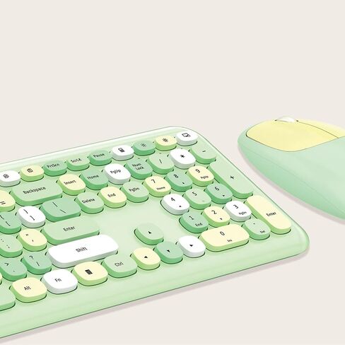 SaharaCase - Wireless Keyboard & Mouse Combo with Silent Click | Colorful Full Keyboard | USB Adapter (Lime Green) in Saudi Arabia