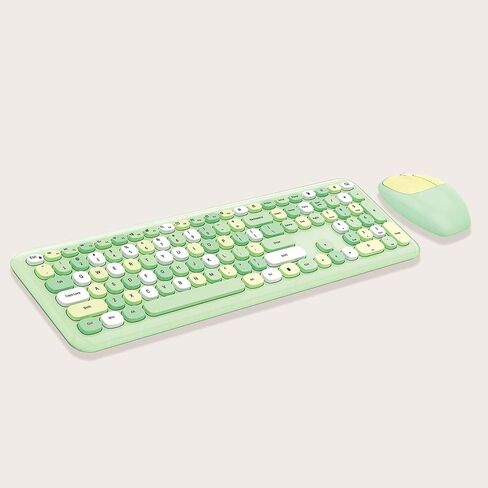 SaharaCase - Wireless Keyboard & Mouse Combo with Silent Click | Colorful Full Keyboard | USB Adapter (Lime Green) in Saudi Arabia