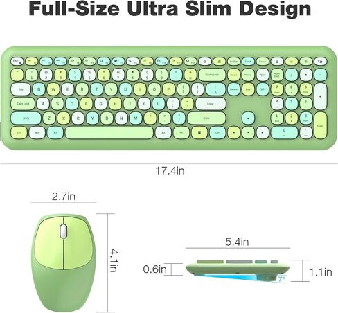 SaharaCase - Wireless Keyboard & Mouse Combo with Silent Click | Colorful Full Keyboard | USB Adapter (Lime Green) in Saudi Arabia