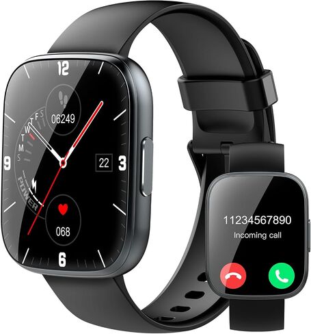 Puqo Smart Watches for Men Women, 1.95" HD Touchscreen Fitness Tracker with Bluetooth Calls, IP68 Waterproof, 120+ Sport Modes, 7-Day Battery, 24/7 Heart Rate & Sleep Monitor for Android iOS (Black) in Kuwait